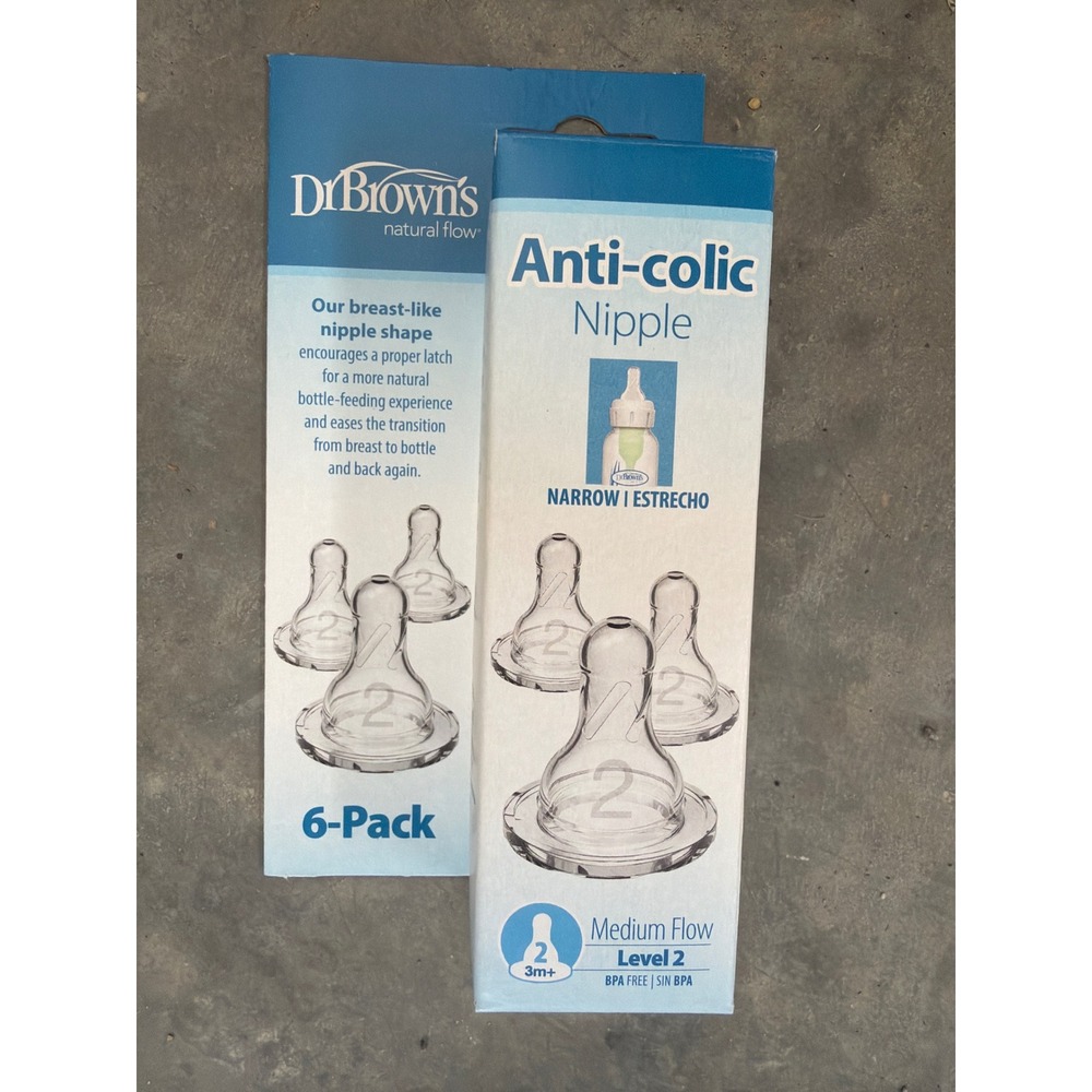 Dr Browns Natural Flow Anti-Colic Nipple Level 2 Medium Flow 6-Pack SN261 3m+
